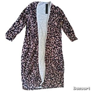 Sz XL Leopard Print Duster Swim Cover Up Always Indigo
